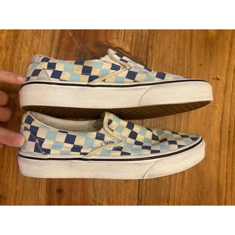 W 8.5 - VANS Classic Slip On Royal and Baby‎ Blue Checkerboard